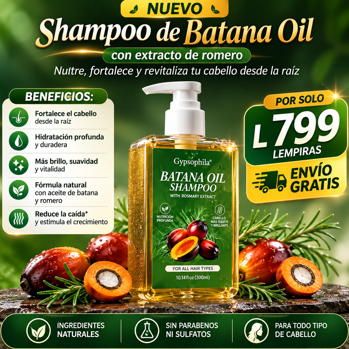 🌿 BATANA OIL SHAMPOO Fortalece, nutre y revitaliza tu cabello desde la raíz