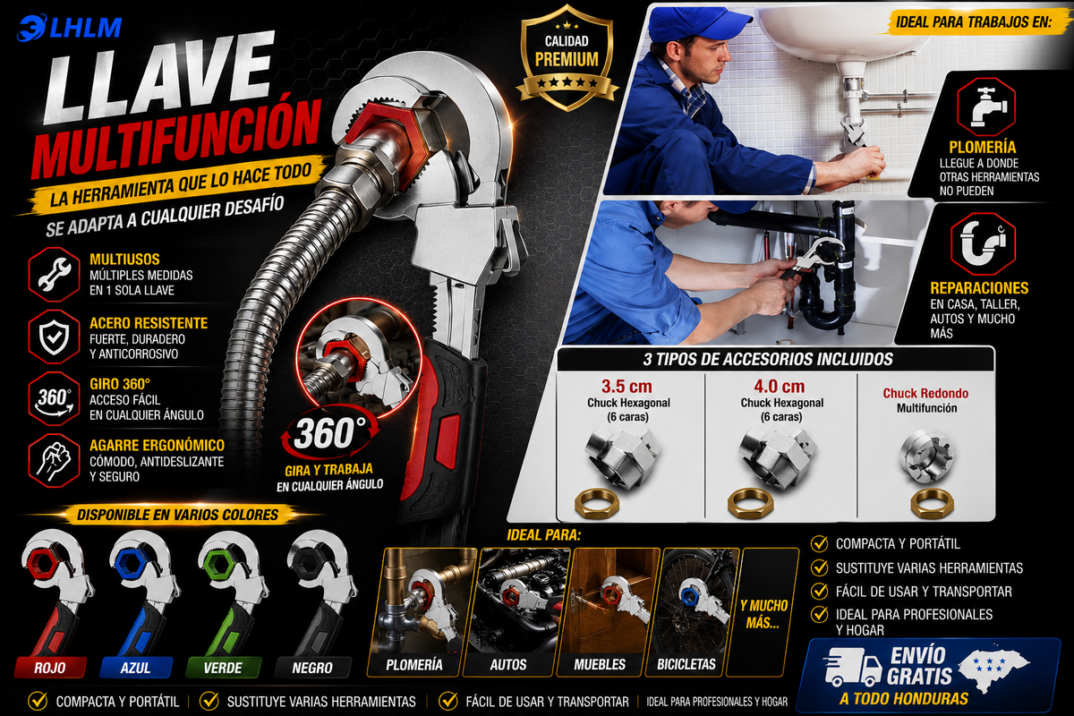 🔧 LLAVE MULTIFUNCIÓN UNIVERSAL 360°